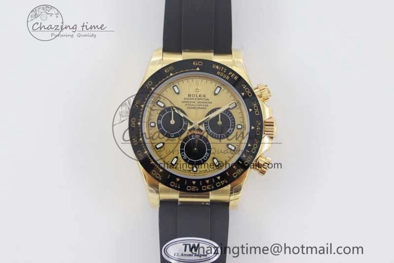 Daytona 116518 TWF 1:1 Best Edition 904L Steel YG Black Dial on Oysterflex Strap A7750