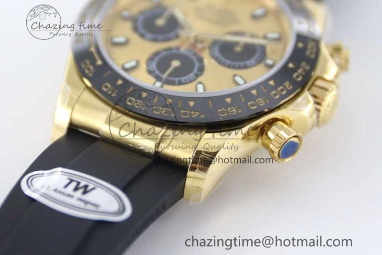 Daytona 116518 TWF 1:1 Best Edition 904L Steel YG Black Dial on Oysterflex Strap A7750