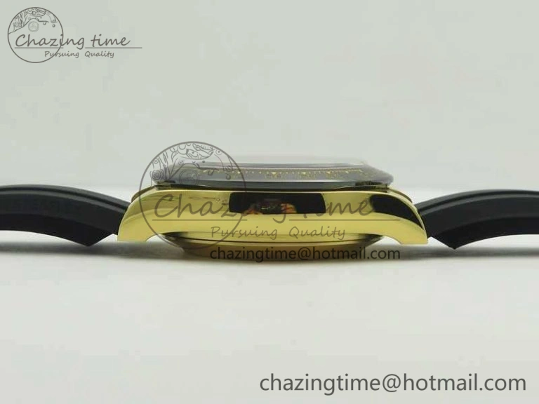 Daytona 116518LN YG JH Best Black Gold Dial On Rubber Strap A4130 (Free XS Rubber )