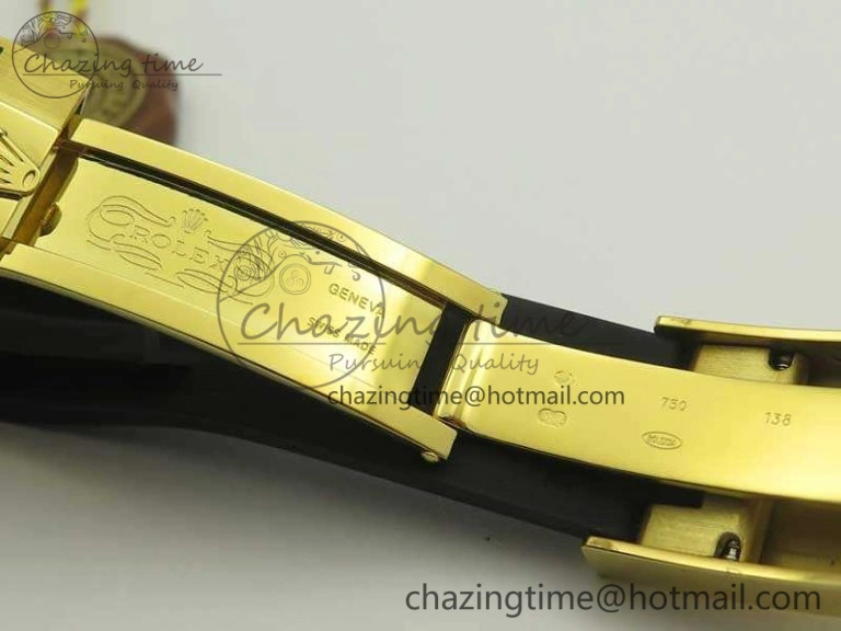 Daytona 116518LN YG JH Best Black Gold Dial On Rubber Strap A4130 (Free XS Rubber )
