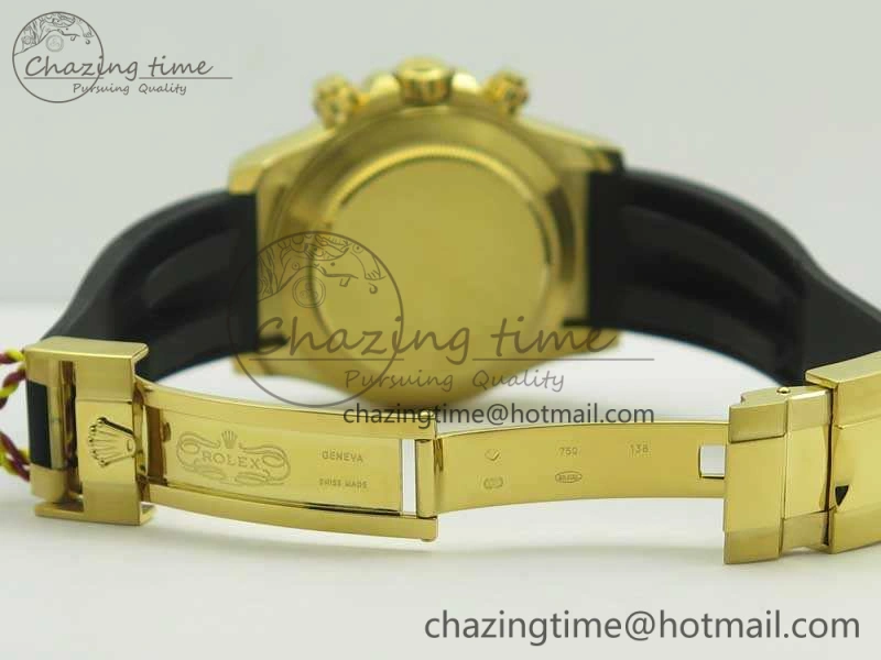 Daytona 116518LN YG JH Best White MOP Diam Dial On Rubber Strap A4130 (Free XS Rubber )
