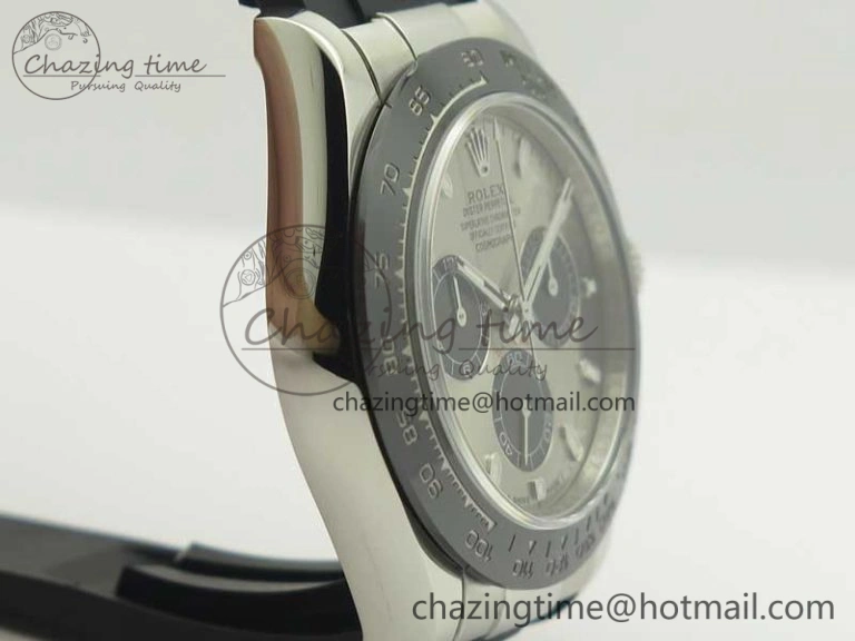 Daytona 116519 ARF 1:1 Best Edition 904L SS Case Gray Black Dial on Black Rubber Strap A4130 Super Clone V2