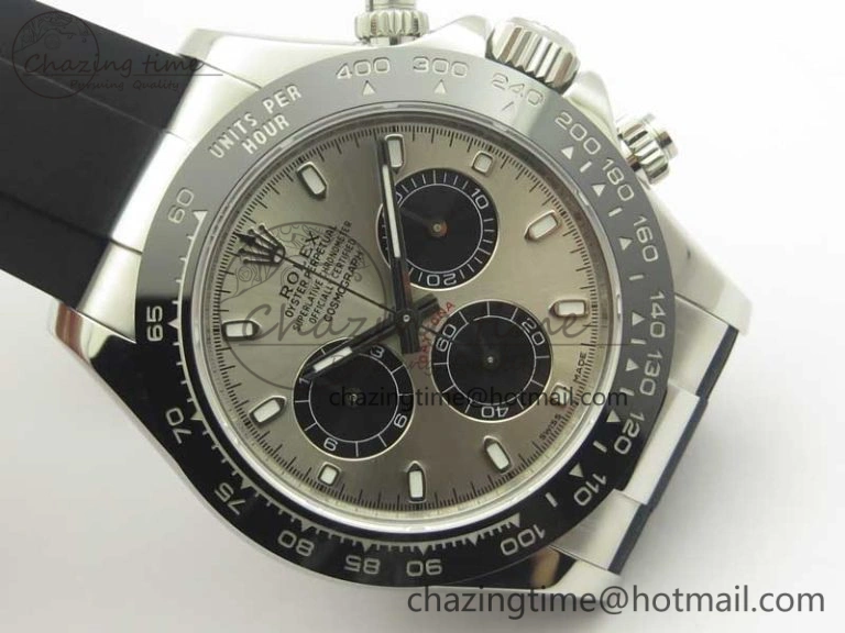 Daytona 116519 ARF 1:1 Best Edition 904L SS Case Gray Black Dial on Black Rubber Strap A4130 Super Clone V2