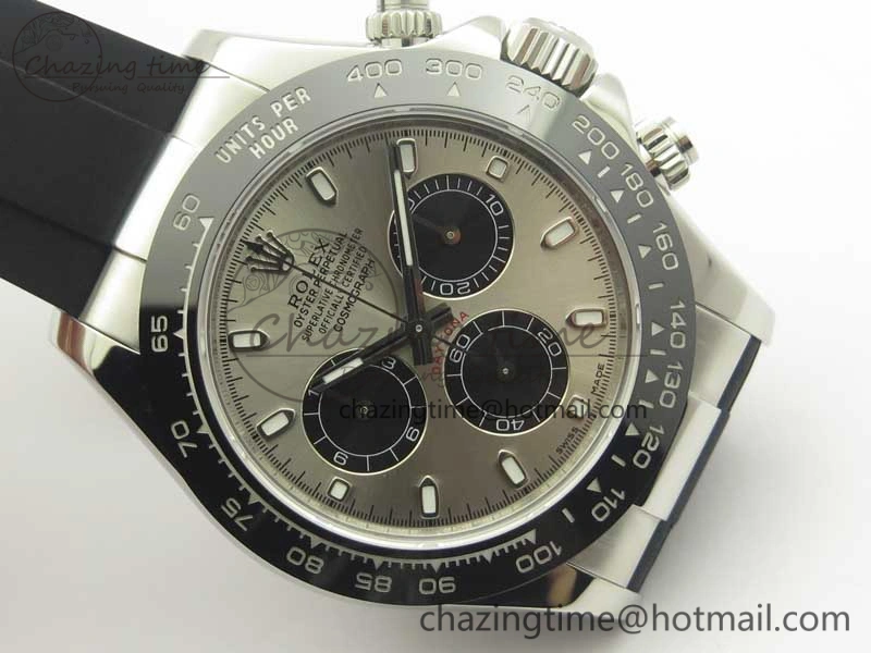Daytona 116519 ARF 1:1 Best Edition 904L SS Case Gray Black Dial on Black Rubber Strap A4130 Super Clone V2