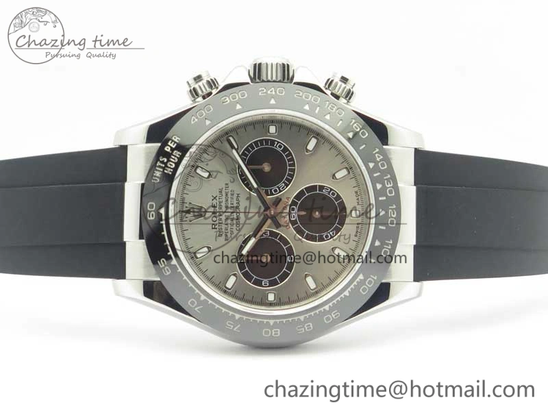 Daytona 116519 ARF 1:1 Best Edition 904L SS Case Gray Black Dial on Black Rubber Strap A4130 Super Clone V2