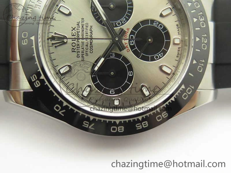 Daytona 116519 ARF 1:1 Best Edition 904L SS Case Gray Black Dial on Black Rubber Strap A4130 Super Clone V2