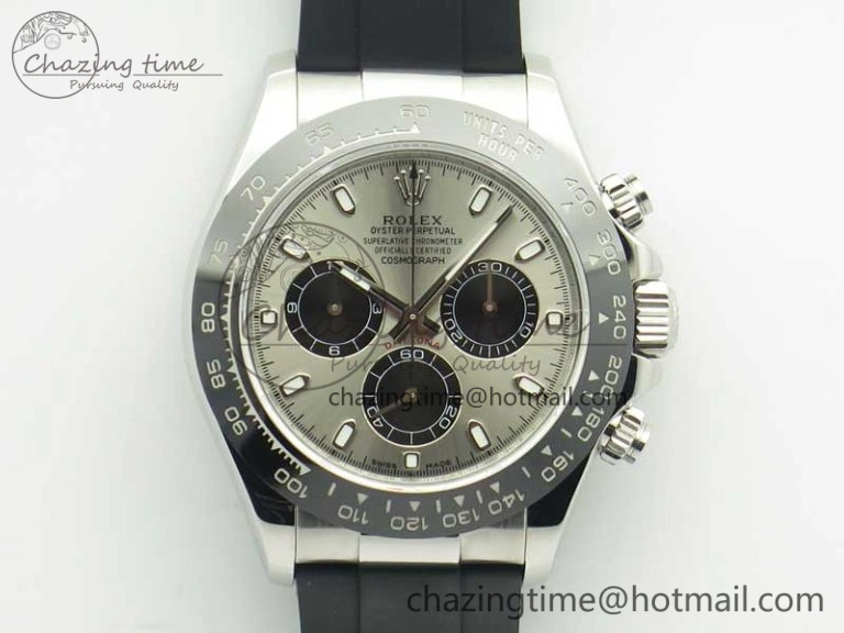 Daytona 116519 ARF 1:1 Best Edition 904L SS Case Gray Black Dial on Black Rubber Strap A4130 Super Clone V2