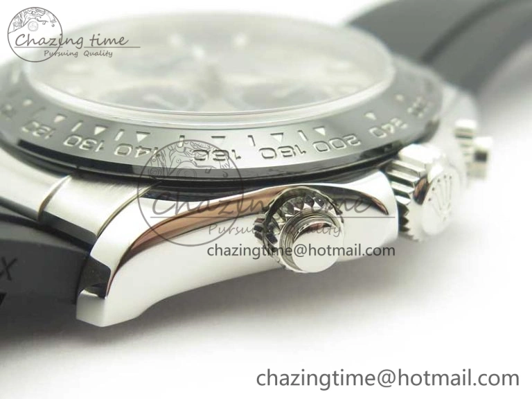 Daytona 116519 ARF 1:1 Best Edition 904L SS Case Gray Black Dial on Black Rubber Strap A4130 Super Clone V2
