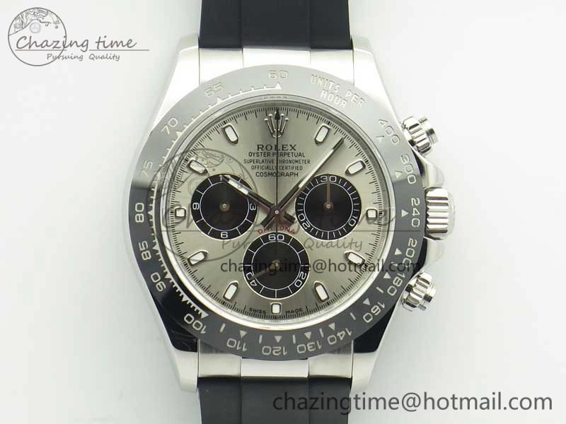 Daytona 116519 ARF 1:1 Best Edition 904L SS Case Gray Black Dial on Black Rubber Strap A4130 Super Clone V2