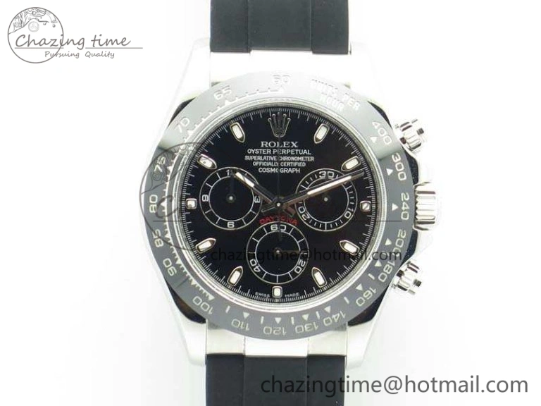 Daytona 116519 ARF Custom Made 904L SS Case Black Dial On Rubber Strap A4130 Super Clone