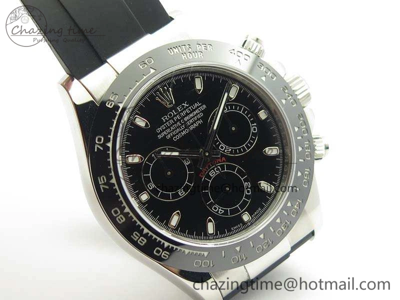 Daytona 116519 ARF Custom Made 904L SS Case Black Dial On Rubber Strap A4130 Super Clone