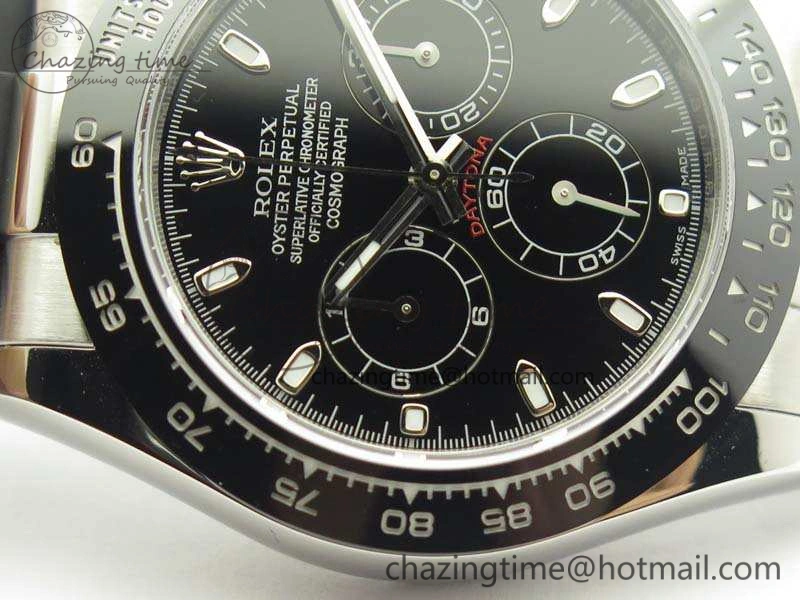 Daytona 116519 ARF Custom Made 904L SS Case Black Dial On Rubber Strap A4130 Super Clone