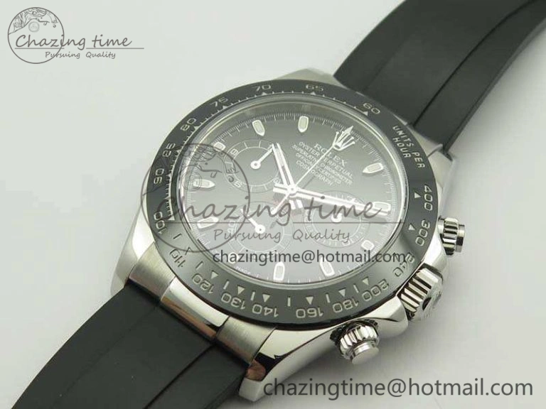 Daytona 116519 ARF Custom Made 904L SS Case Black Dial On Rubber Strap A4130 Super Clone