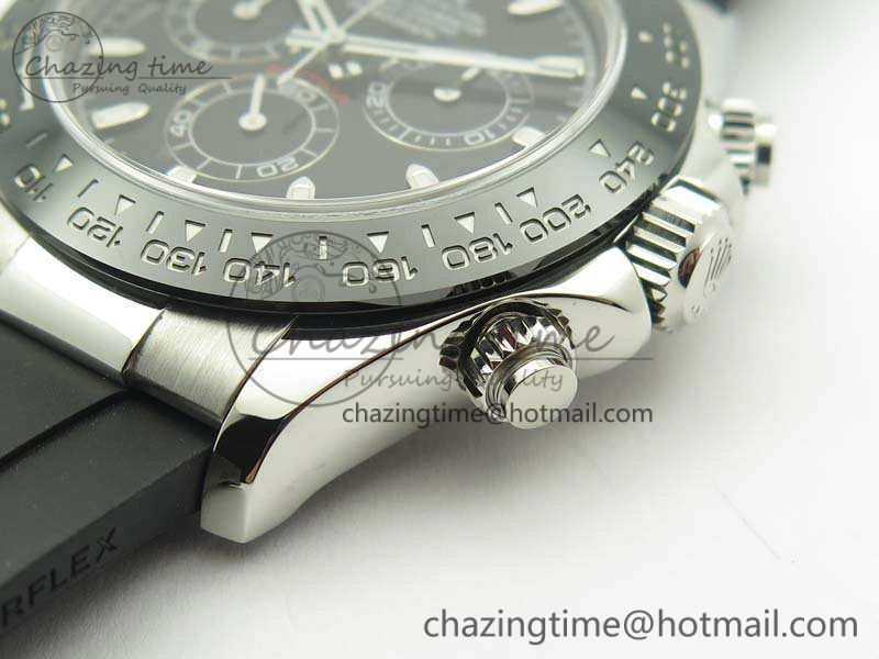 Daytona 116519 ARF Custom Made 904L SS Case Black Dial On Rubber Strap A4130 Super Clone