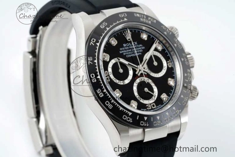Daytona 116519 BTF 1:1 Best Edition Black Diamonds Dial on Oysterflex Rubber Strap SA4130