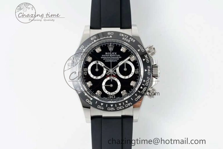 Daytona 116519 BTF 1:1 Best Edition Black Diamonds Dial on Oysterflex Rubber Strap SA4130