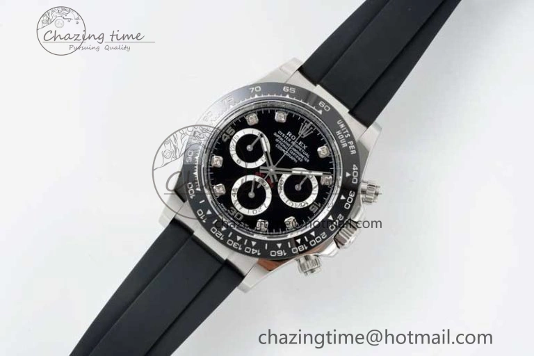Daytona 116519 BTF 1:1 Best Edition Black Diamonds Dial on Oysterflex Rubber Strap SA4130