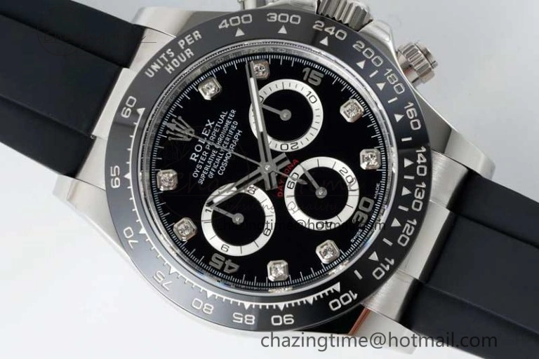 Daytona 116519 BTF 1:1 Best Edition Black Diamonds Dial on Oysterflex Rubber Strap SA4130