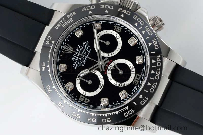Daytona 116519 BTF 1:1 Best Edition Black Diamonds Dial on Oysterflex Rubber Strap SA4130