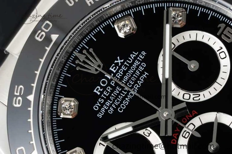 Daytona 116519 BTF 1:1 Best Edition Black Diamonds Dial on Oysterflex Rubber Strap SA4130