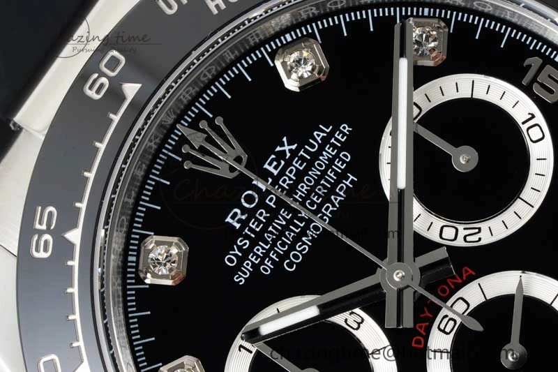 Daytona 116519 BTF 1:1 Best Edition Black Diamonds Dial on Oysterflex Rubber Strap SA4130