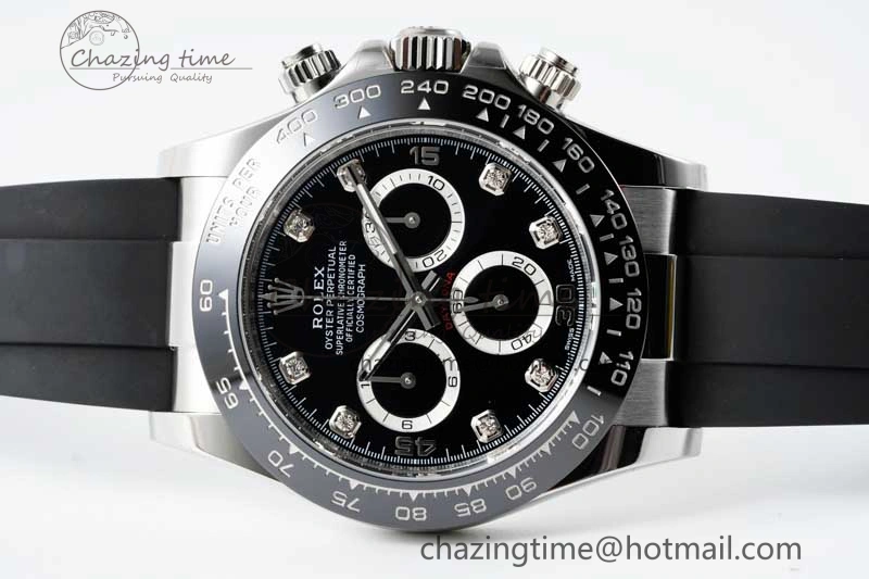 Daytona 116519 BTF 1:1 Best Edition Black Diamonds Dial on Oysterflex Rubber Strap SA4130