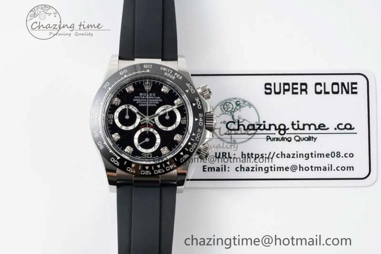 Daytona 116519 BTF 1:1 Best Edition Black Diamonds Dial on Oysterflex Rubber Strap SA4130