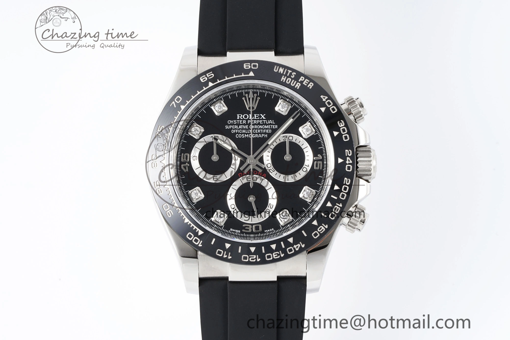Daytona 116519 Clean Factory 1:1 Best Edition Black Diamonds Dial on Oysterflex Rubber Strap SA4130