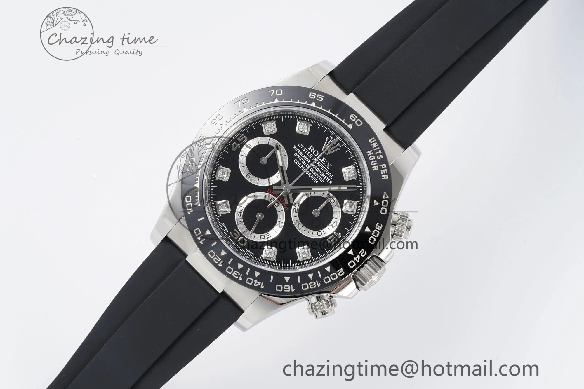 Daytona 116519 Clean Factory 1:1 Best Edition Black Diamonds Dial on Oysterflex Rubber Strap SA4130