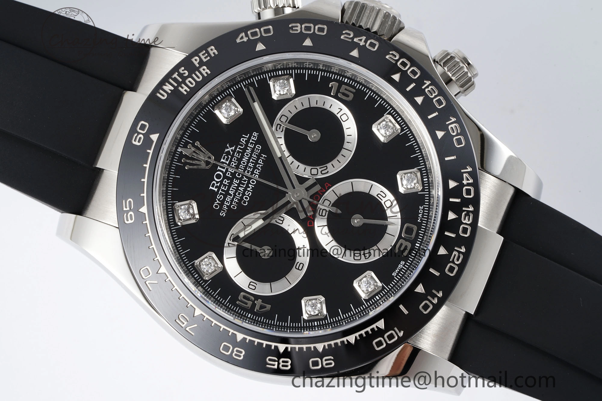 Daytona 116519 Clean Factory 1:1 Best Edition Black Diamonds Dial on Oysterflex Rubber Strap SA4130