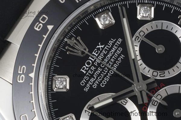 Daytona 116519 Clean Factory 1:1 Best Edition Black Diamonds Dial on Oysterflex Rubber Strap SA4130