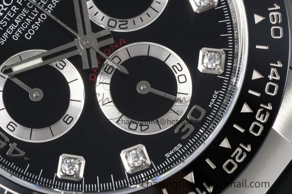 Daytona 116519 Clean Factory 1:1 Best Edition Black Diamonds Dial on Oysterflex Rubber Strap SA4130