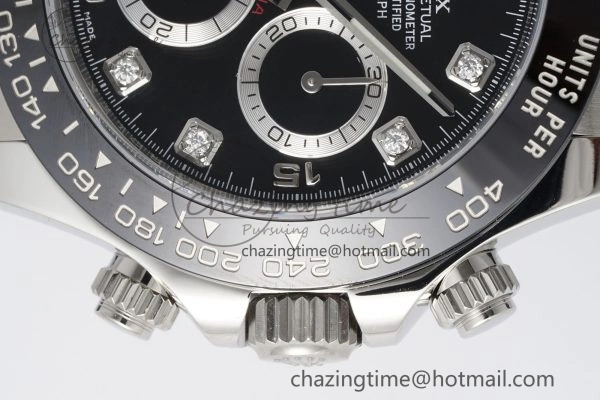 Daytona 116519 Clean Factory 1:1 Best Edition Black Diamonds Dial on Oysterflex Rubber Strap SA4130