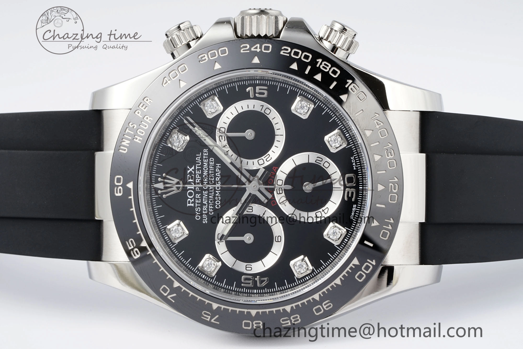Daytona 116519 Clean Factory 1:1 Best Edition Black Diamonds Dial on Oysterflex Rubber Strap SA4130