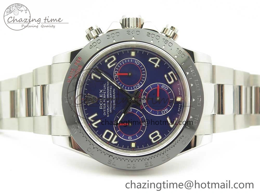 Daytona 116519 JHF Best Edition Ceramic Bezel Blue Numeral Dial on SS Bracelet A4130