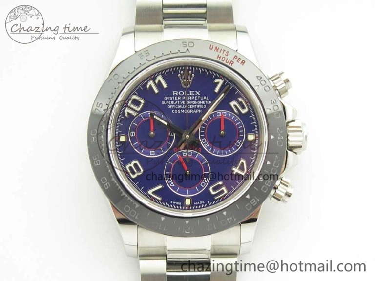 Daytona 116519 JHF Best Edition Ceramic Bezel Blue Numeral Dial on SS Bracelet A4130