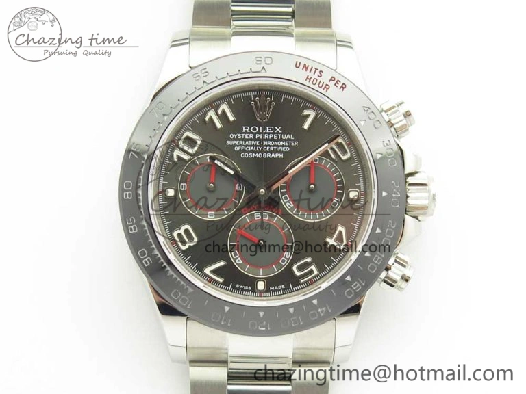 Daytona 116519 JHF Best Edition Ceramic Bezel Gray Numeral Dial on SS Bracelet A4130