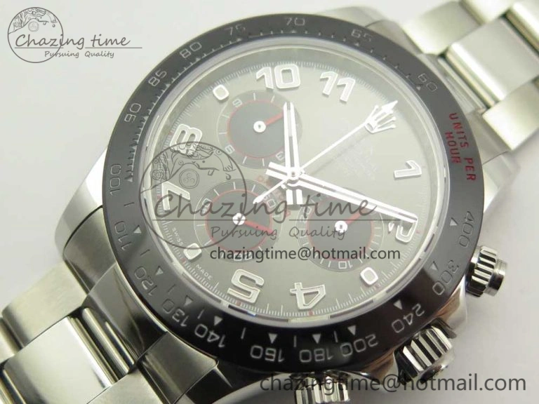 Daytona 116519 JHF Best Edition Ceramic Bezel Gray Numeral Dial on SS Bracelet A4130