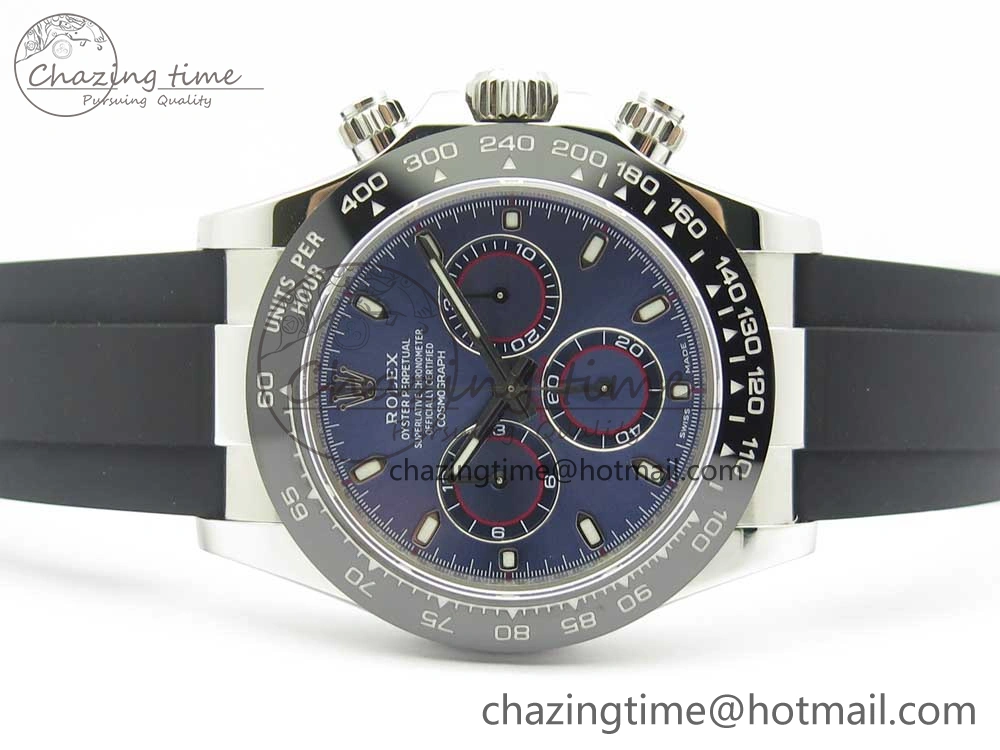 Daytona 116519 Noob 1:1 Best Edition 904L SS Case Blue Dial on Black Rubber Strap SA4130 (Free Extra Strap)