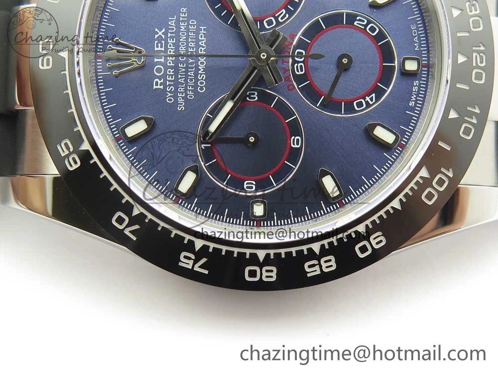 Daytona 116519 Noob 1:1 Best Edition 904L SS Case Blue Dial on Black Rubber Strap SA4130 (Free Extra Strap)