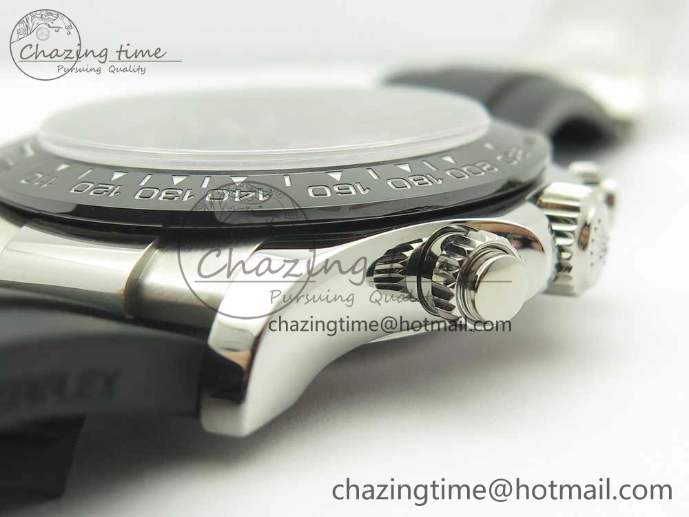 Daytona 116519 Noob 1:1 Best Edition 904L SS Case Gray Black Dial on Black Rubber Strap SA4130 (Free Extra Strap)