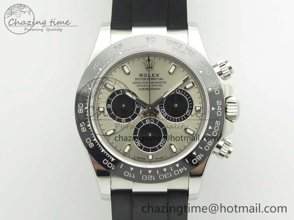 Daytona 116519 Noob 1:1 Best Edition 904L SS Case Gray Black Dial on Black Rubber Strap SA4130 (Free Extra Strap)