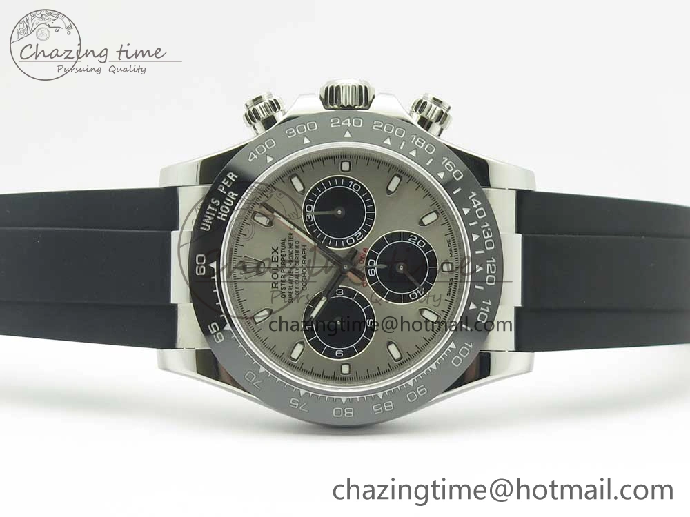 Daytona 116519 Noob 1:1 Best Edition 904L SS Case Gray Black Dial on Black Rubber Strap SA4130 (Free Extra Strap)