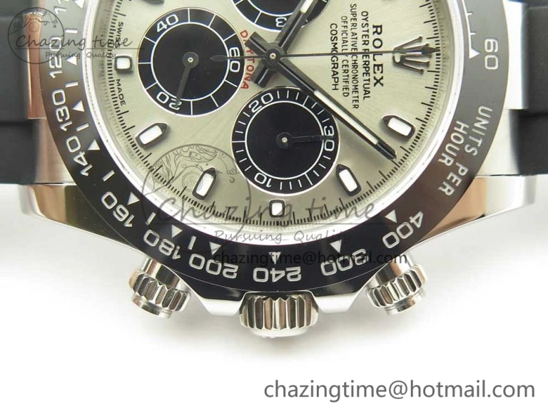Daytona 116519 Noob 1:1 Best Edition 904L SS Case Gray Black Dial on Black Rubber Strap SA4130 (Free Extra Strap)
