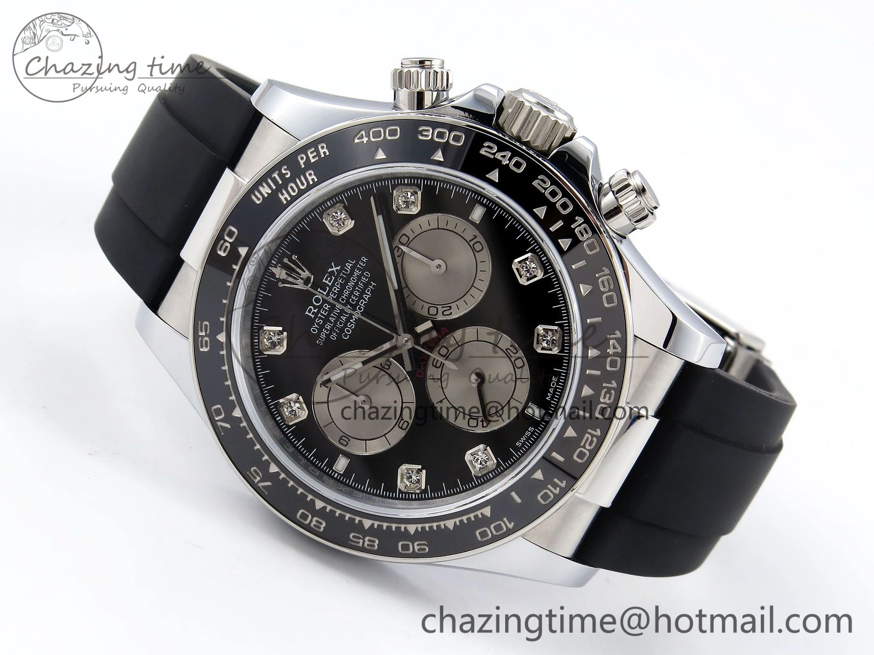 Daytona 116519 QF 1:1 Best Edition Black White Diamonds Dial on Oysterflex Strap SH4130 V3 (Gain Weight)