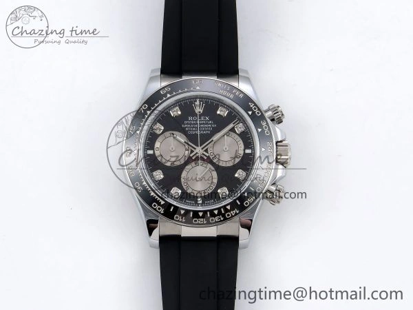 Daytona 116519 QF 1:1 Best Edition Black White Diamonds Dial on Oysterflex Strap SH4130 V3 (Gain Weight)