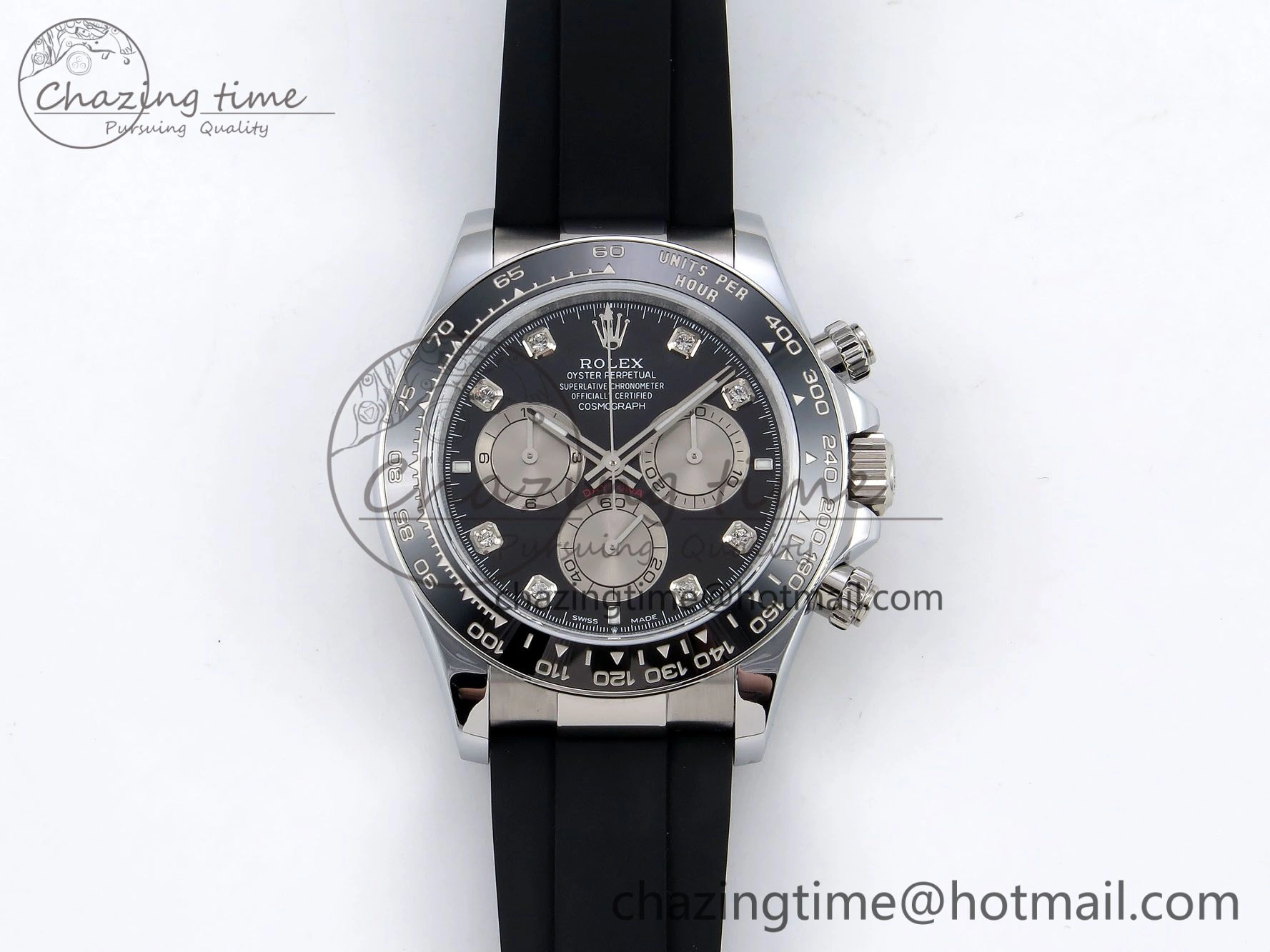 Daytona 116519 QF 1:1 Best Edition Black White Diamonds Dial on Oysterflex Strap SH4130 V3 (Gain Weight)