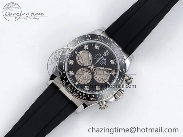 Daytona 116519 QF 1:1 Best Edition Black White Diamonds Dial on Oysterflex Strap SH4130 V3 (Gain Weight)