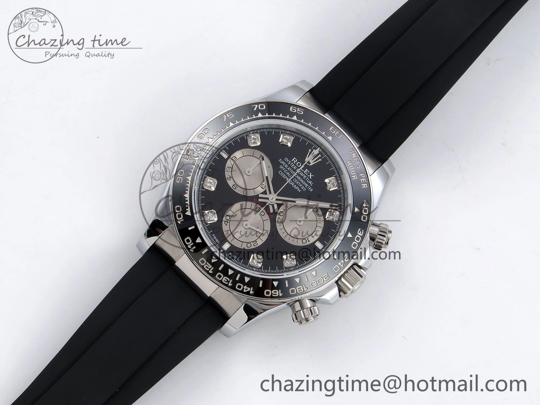 Daytona 116519 QF 1:1 Best Edition Black White Diamonds Dial on Oysterflex Strap SH4130 V3 (Gain Weight)