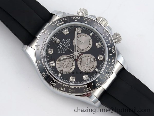 Daytona 116519 QF 1:1 Best Edition Black White Diamonds Dial on Oysterflex Strap SH4130 V3 (Gain Weight)